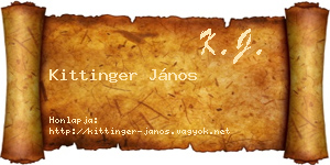 Kittinger János névjegykártya